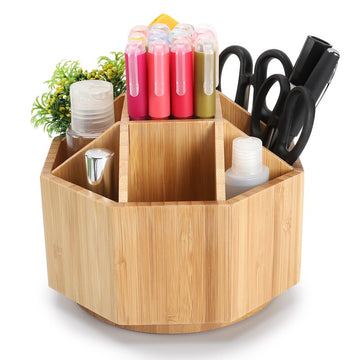 Verisea Bamboo Rotating Pencils Holder Art Supply Organizer Office Supplies Desktop Storage